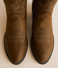 Ariat Heritage Wide Calf Leather Western Boot Distressed Brown Clearance