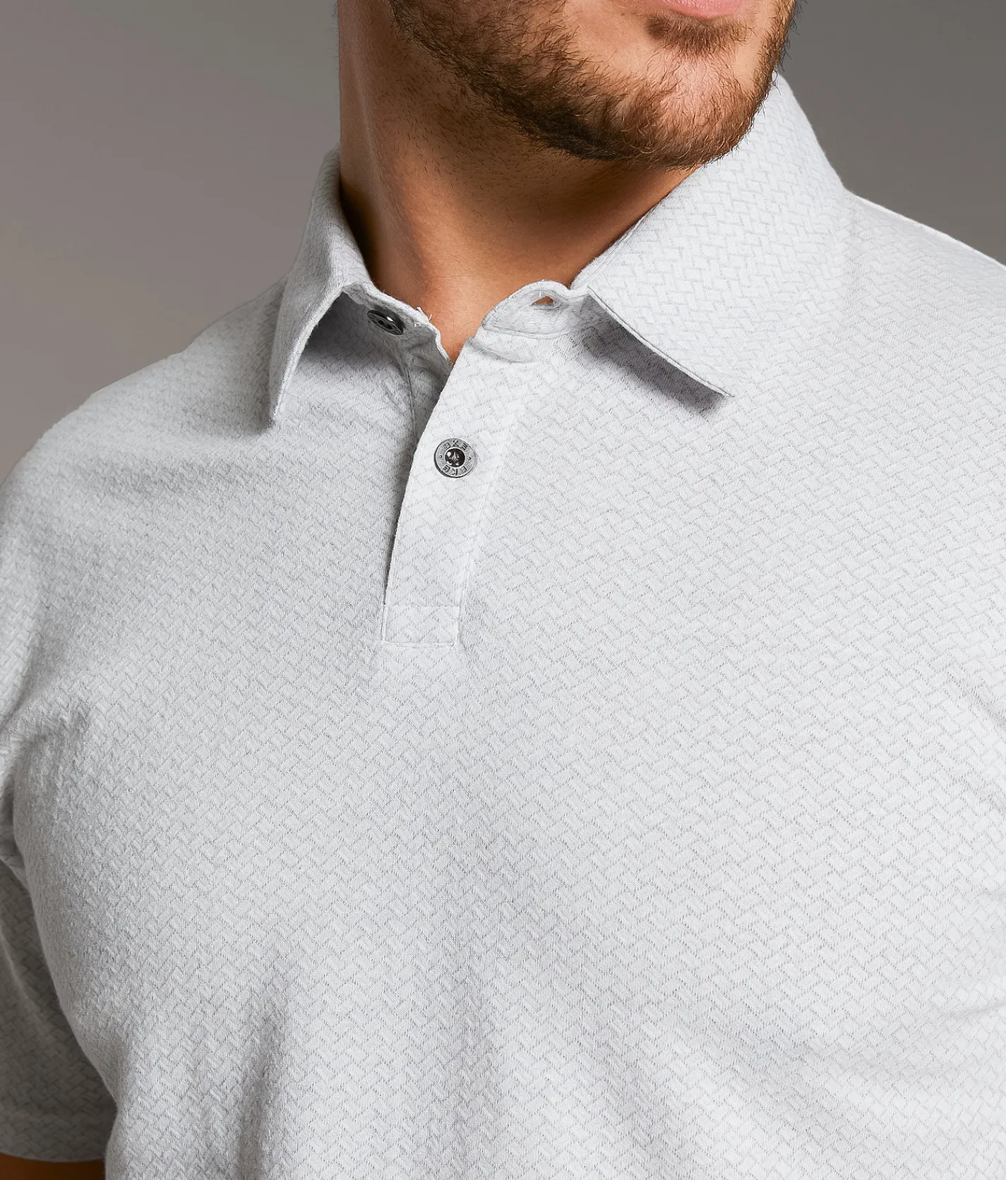 BKE Herringbone Polo Grey White Discount