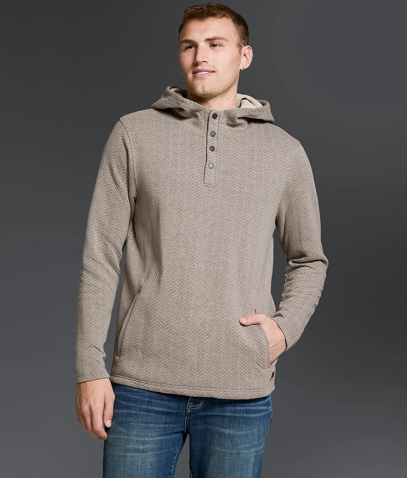 Outpost Makers Herringbone Quilted Hoodie Brindle Hot