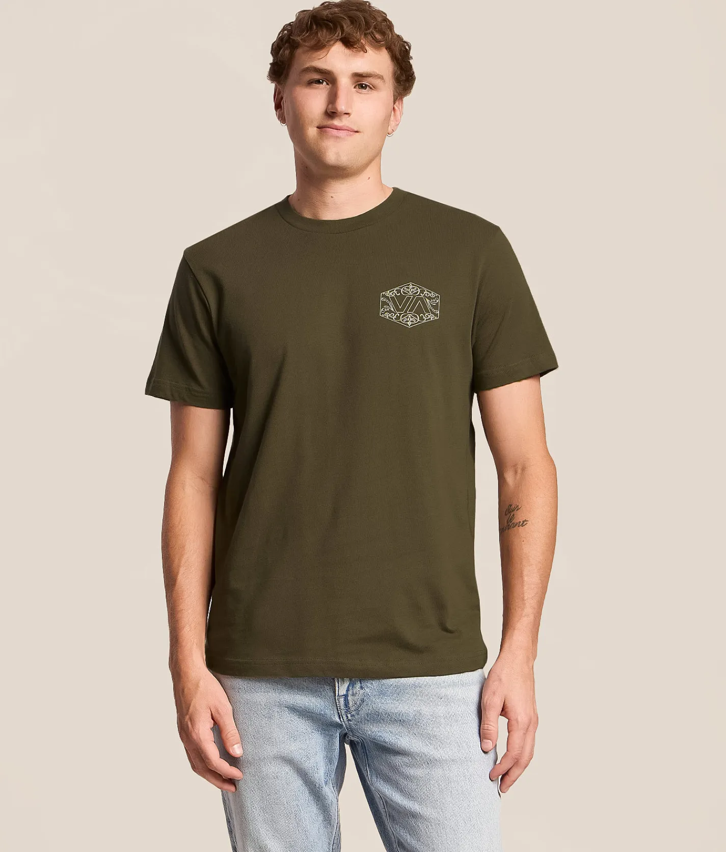 RVCA Hex Filigree T-Shirt Fatigue Sale
