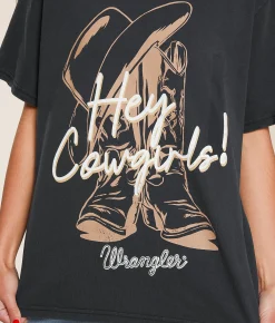 Wrangler® Hey Cowgirl Oversized T-Shirt Black Beauty Acid Wash Online