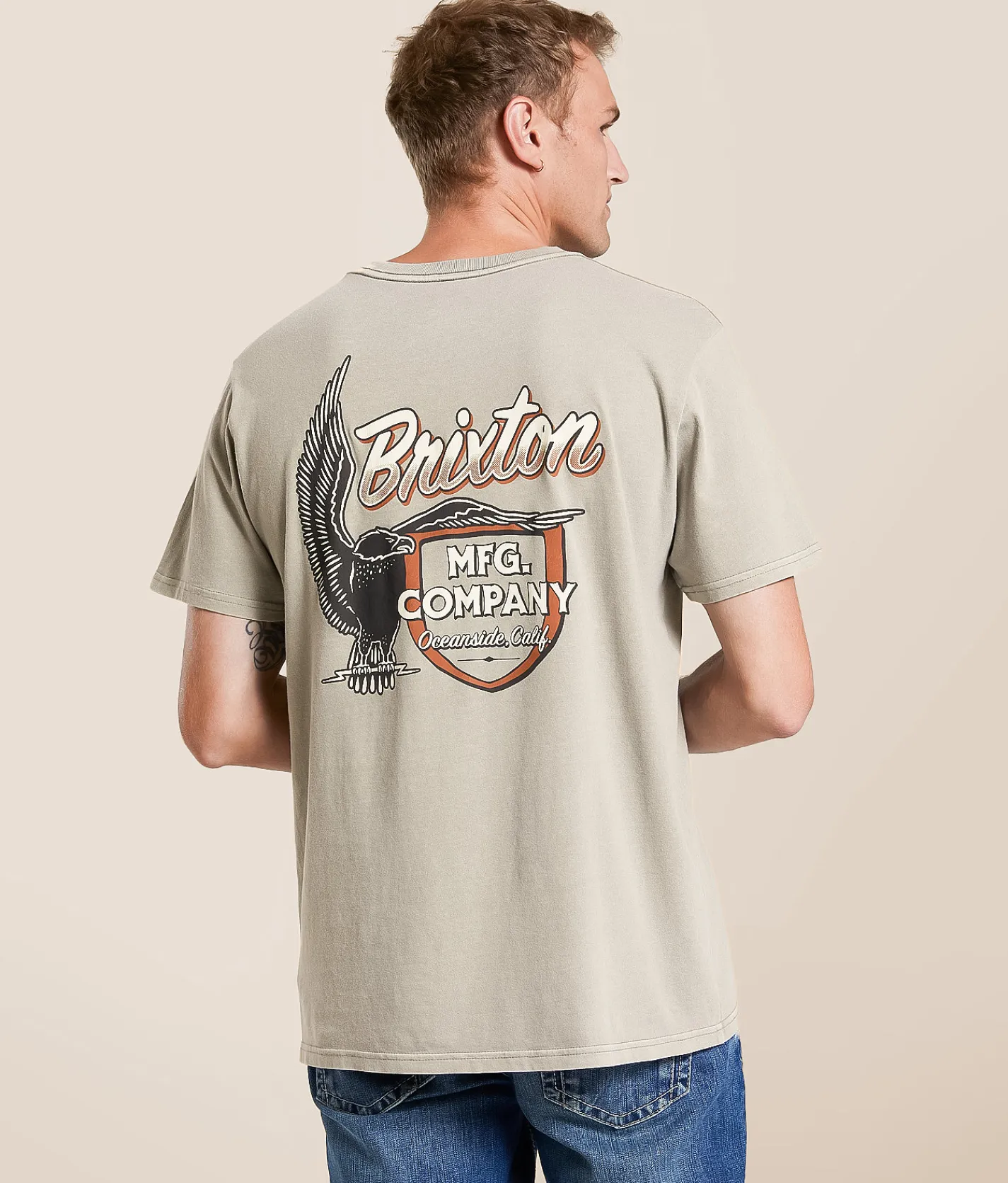 Tops|Graphic T-Shirts | Brixton Highline T-Shirt Cinder Worn Wash