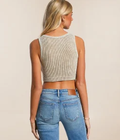 Tops | Freshwear High Neck Washed Brami Taupe