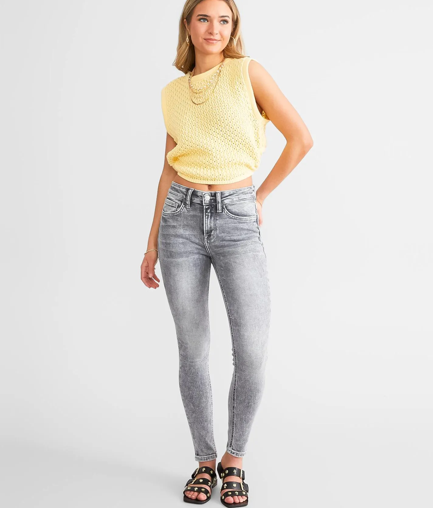 Flying Monkey High Rise Ankle Skinny Stretch Jean Bee Balm