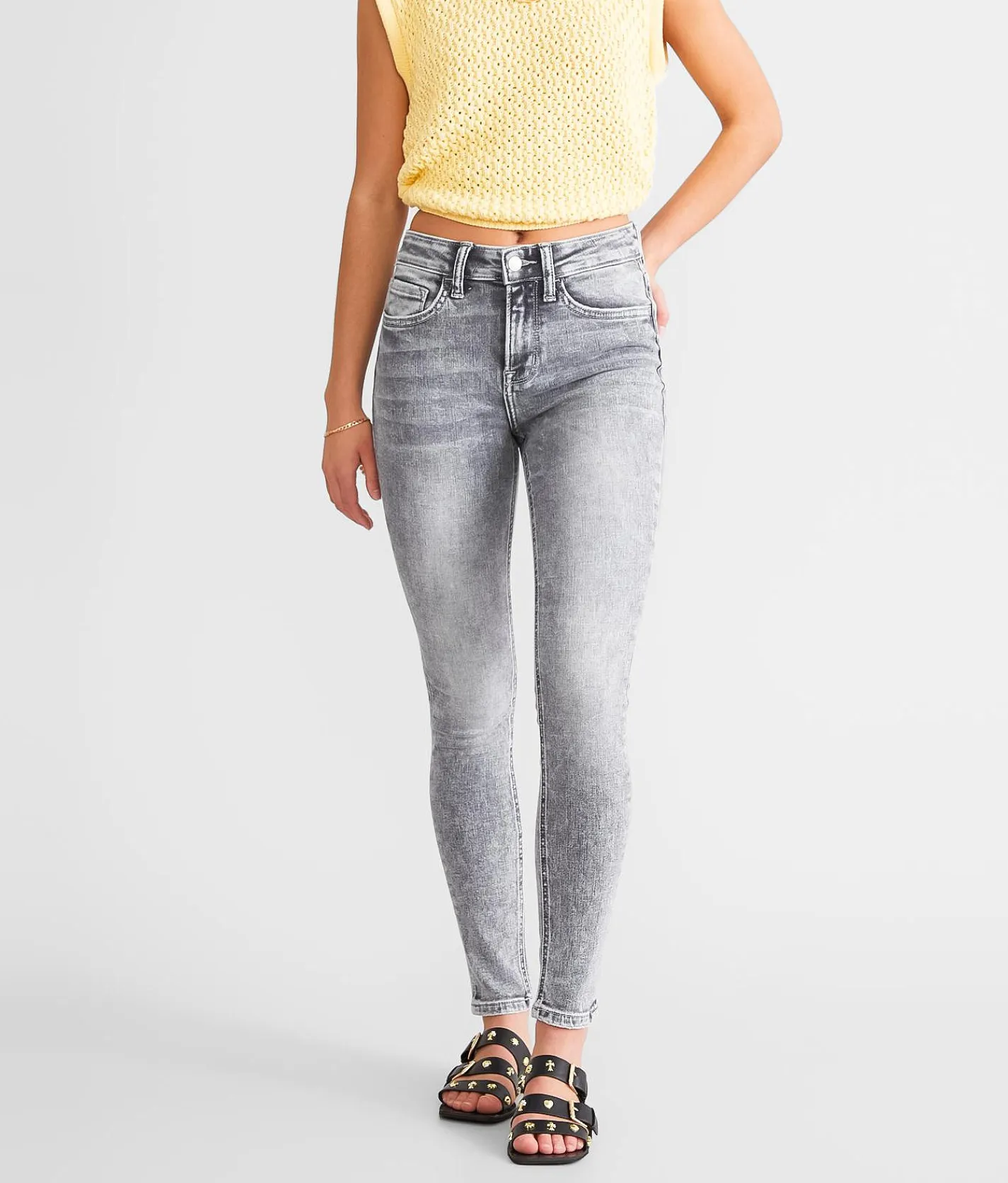 Flying Monkey High Rise Ankle Skinny Stretch Jean Bee Balm