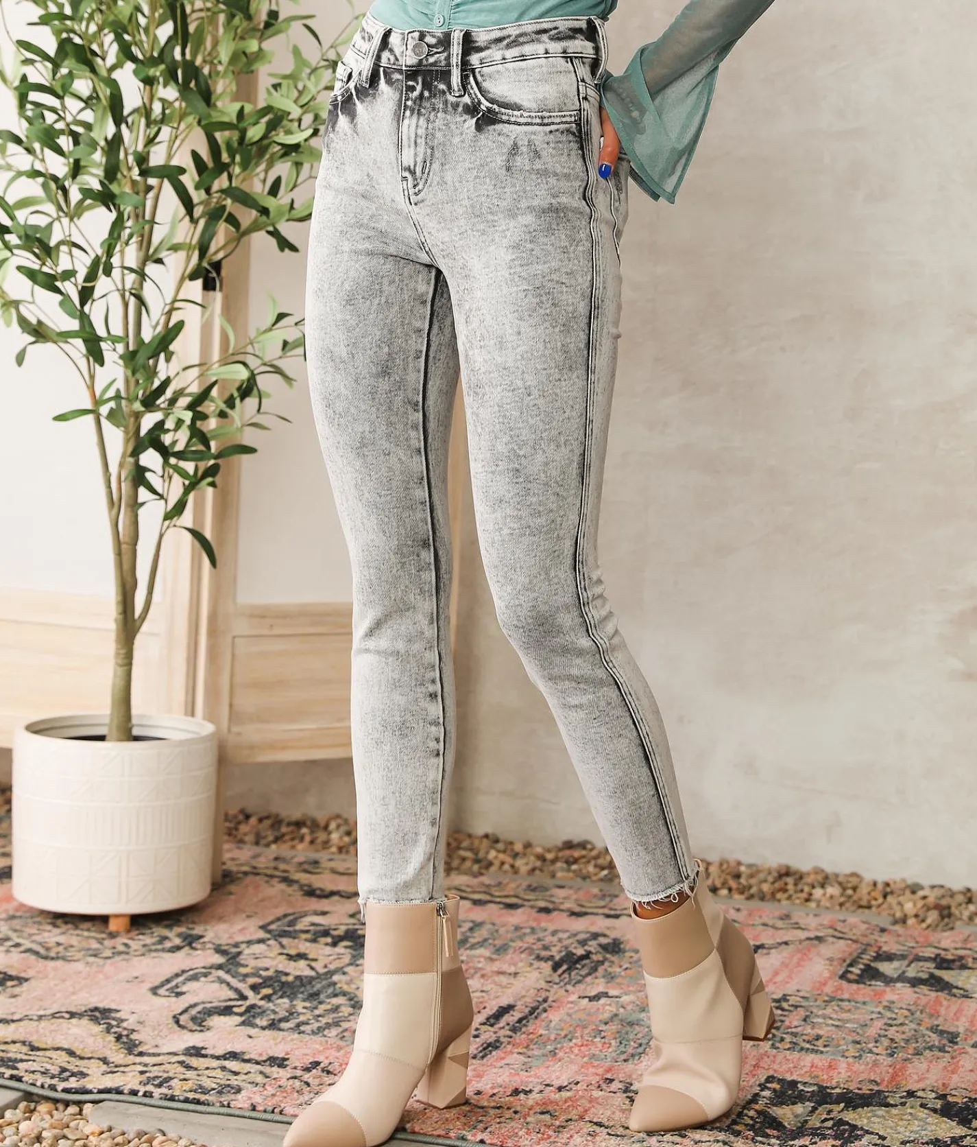 Flying Monkey High Rise Ankle Skinny Stretch Jean Clouds Discount