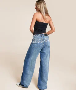 Jeans|Bottoms | Miss Me High Rise Baggy Wide Leg Stretch Jean DK Blu