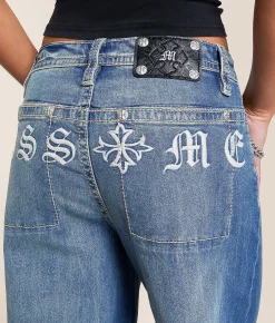 Jeans|Bottoms | Miss Me High Rise Baggy Wide Leg Stretch Jean DK Blu