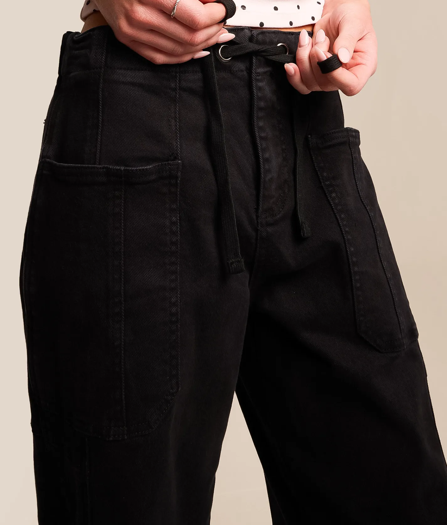 Risen High Rise Barrel Stretch Cuffed Pant Black Online