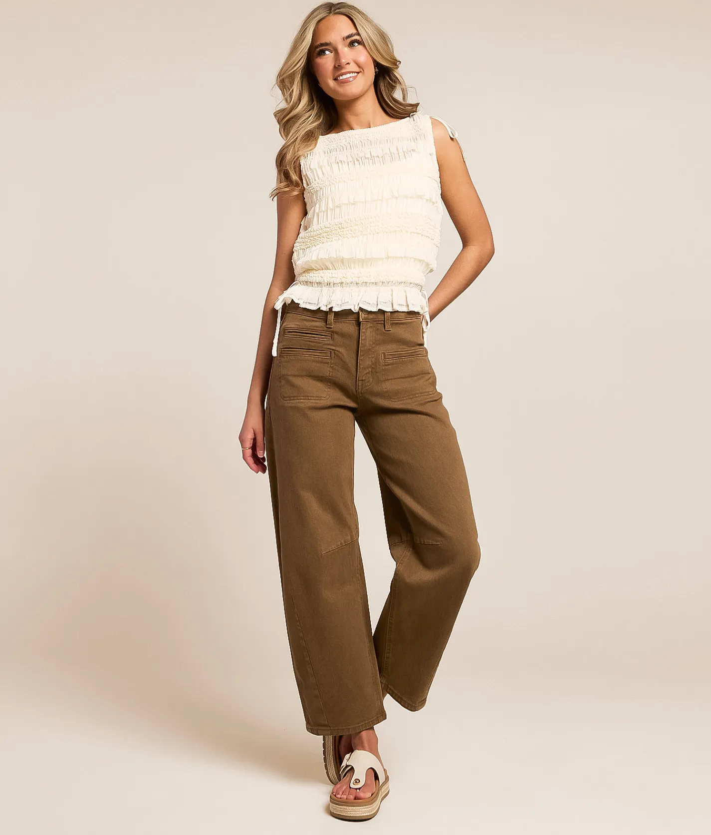 Jeans|Bottoms | Flying Monkey High Rise Barrel Stretch Jean Coffee