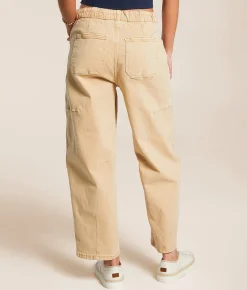 Bottoms | Risen High Rise Barrel Stretch Pant Beige