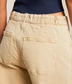 Bottoms | Risen High Rise Barrel Stretch Pant Beige