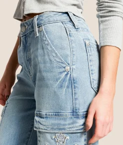 Miss Me High Rise Cargo Wide Leg Stretch Jean L354 Best