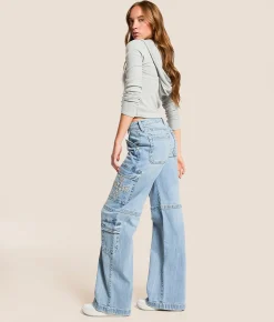 Miss Me High Rise Cargo Wide Leg Stretch Jean L354 Best
