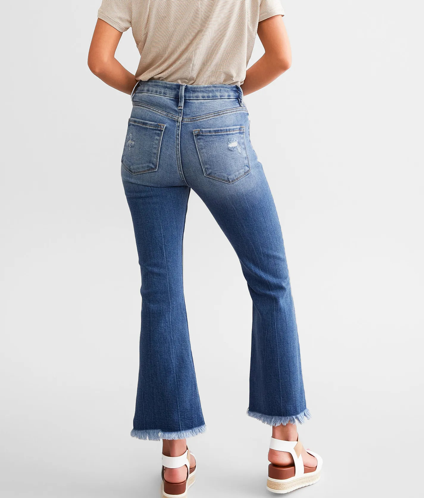 KanCan Signature High Rise Cropped Flare Stretch Jean Lisa Outlet
