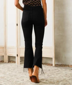 Blue B High Rise Cropped Flare Stretch Jean Black Discount