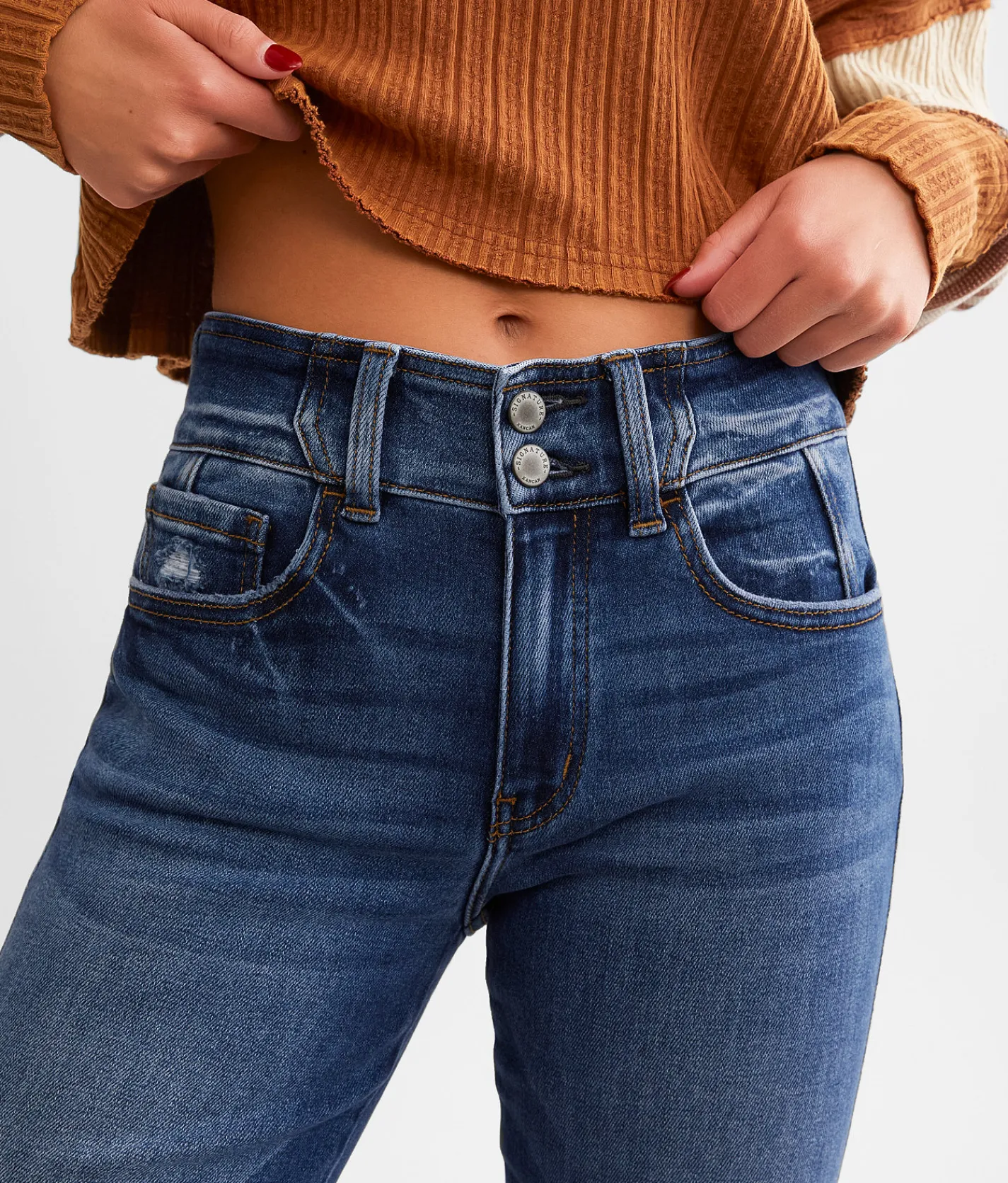 Jeans|Bottoms | KanCan Signature High Rise Cropped Straight Stretch Jean Mandy