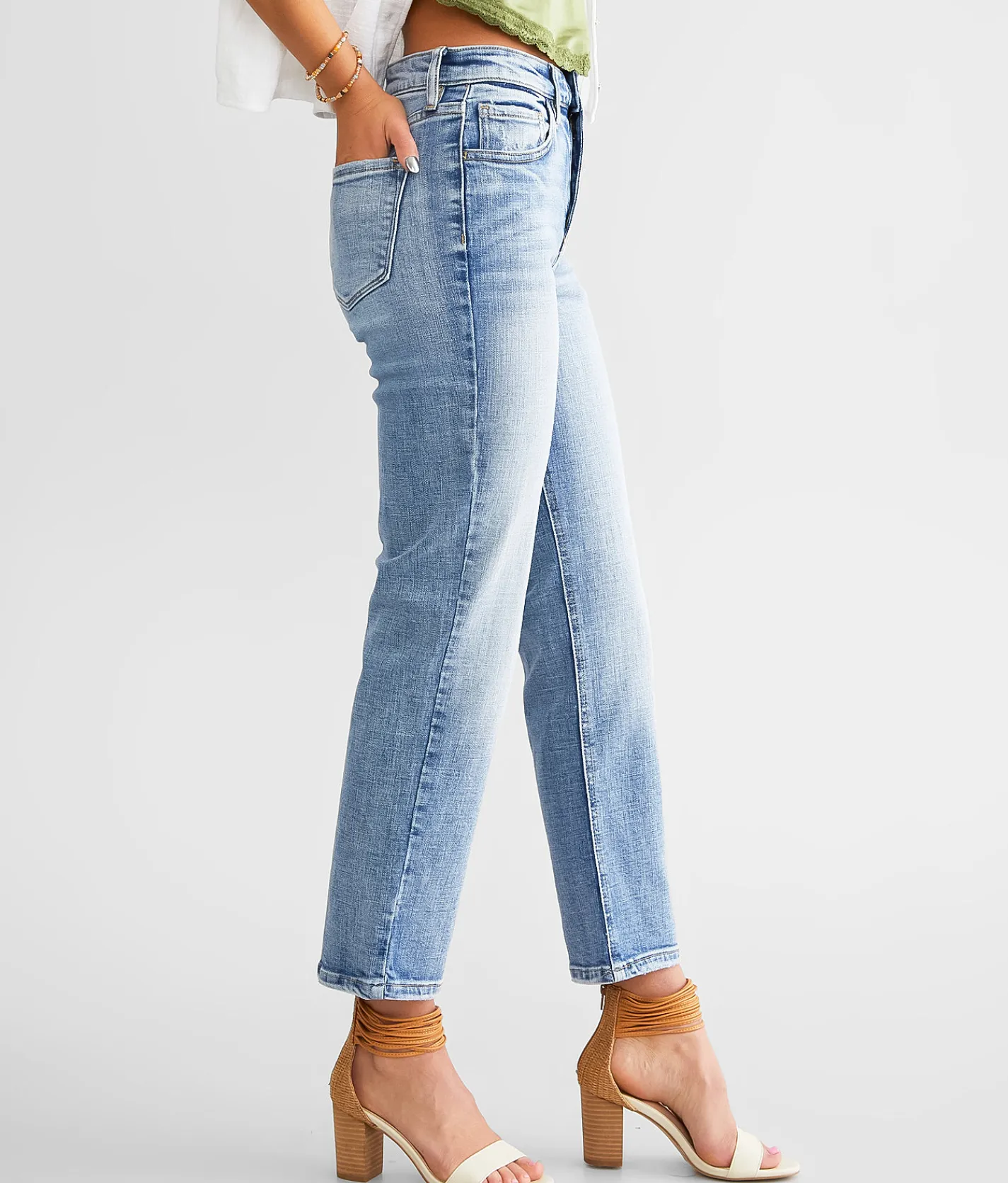 KanCan Signature High Rise Cropped Straight Stretch Jean Christine Clearance