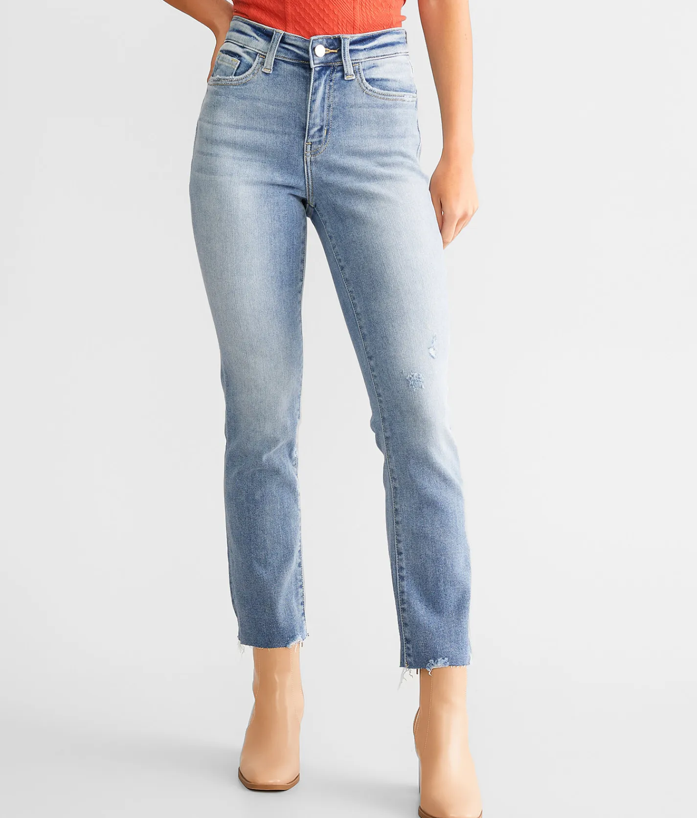 Jeans|Bottoms | Flying Monkey High Rise Cropped Straight Stretch Jean Polite