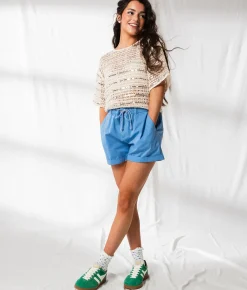 33 Coastal High Rise Cuffed Short Azure Blue New