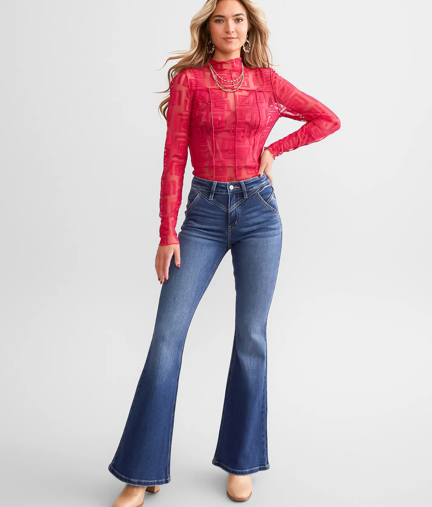 KanCan Signature High Rise Flare Stretch Jean Tina Hot