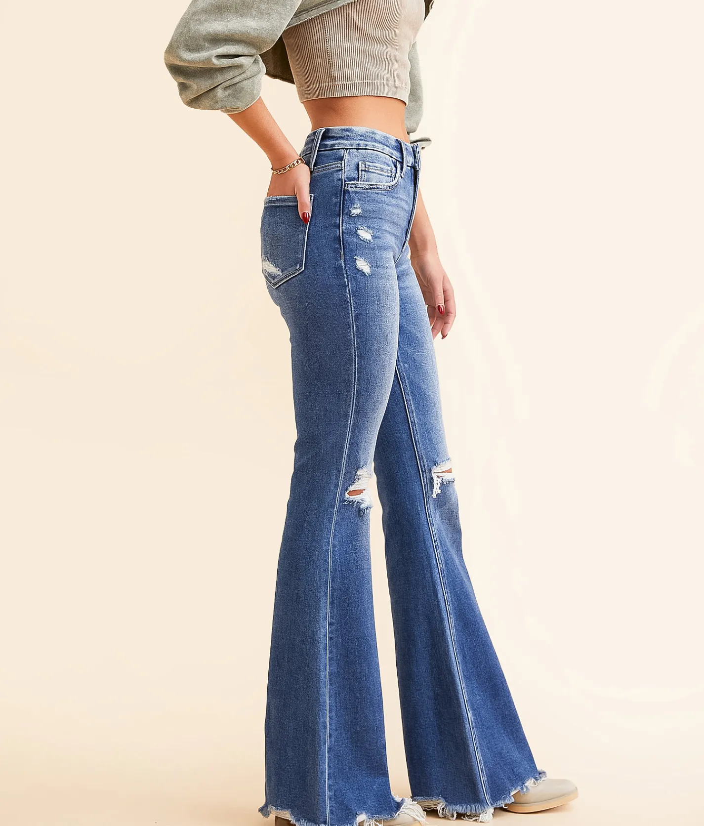 Jeans|Bottoms | Flying Monkey High Rise Flare Stretch Jean Radiance