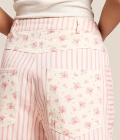 Bottoms|Shorts | Peach Love California High Rise Floral Striped Short Lt Pink