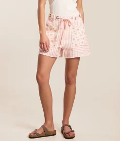 Bottoms|Shorts | Peach Love California High Rise Floral Striped Short Lt Pink