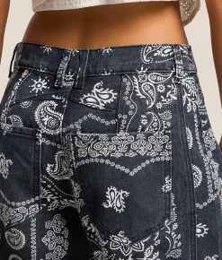 Jeans|Bottoms | Veveret High Rise Paisley Barrel Jean Navy