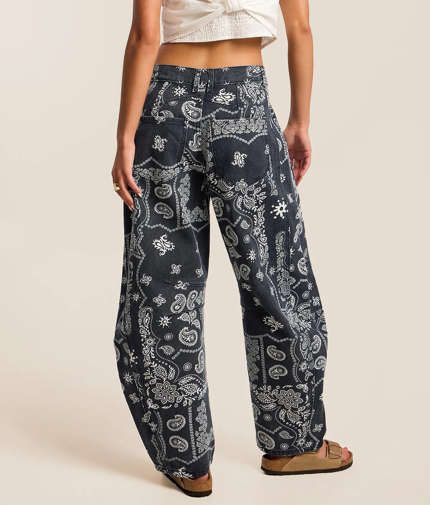 Jeans|Bottoms | Veveret High Rise Paisley Barrel Jean Navy