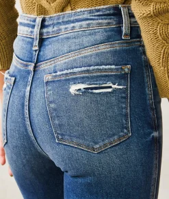 Flying Monkey High Rise Slim Straight Stretch Jean Coreopsis Outlet