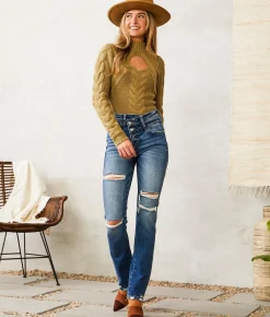 Jeans|Bottoms | Flying Monkey High Rise Slim Straight Stretch Jean Coreopsis
