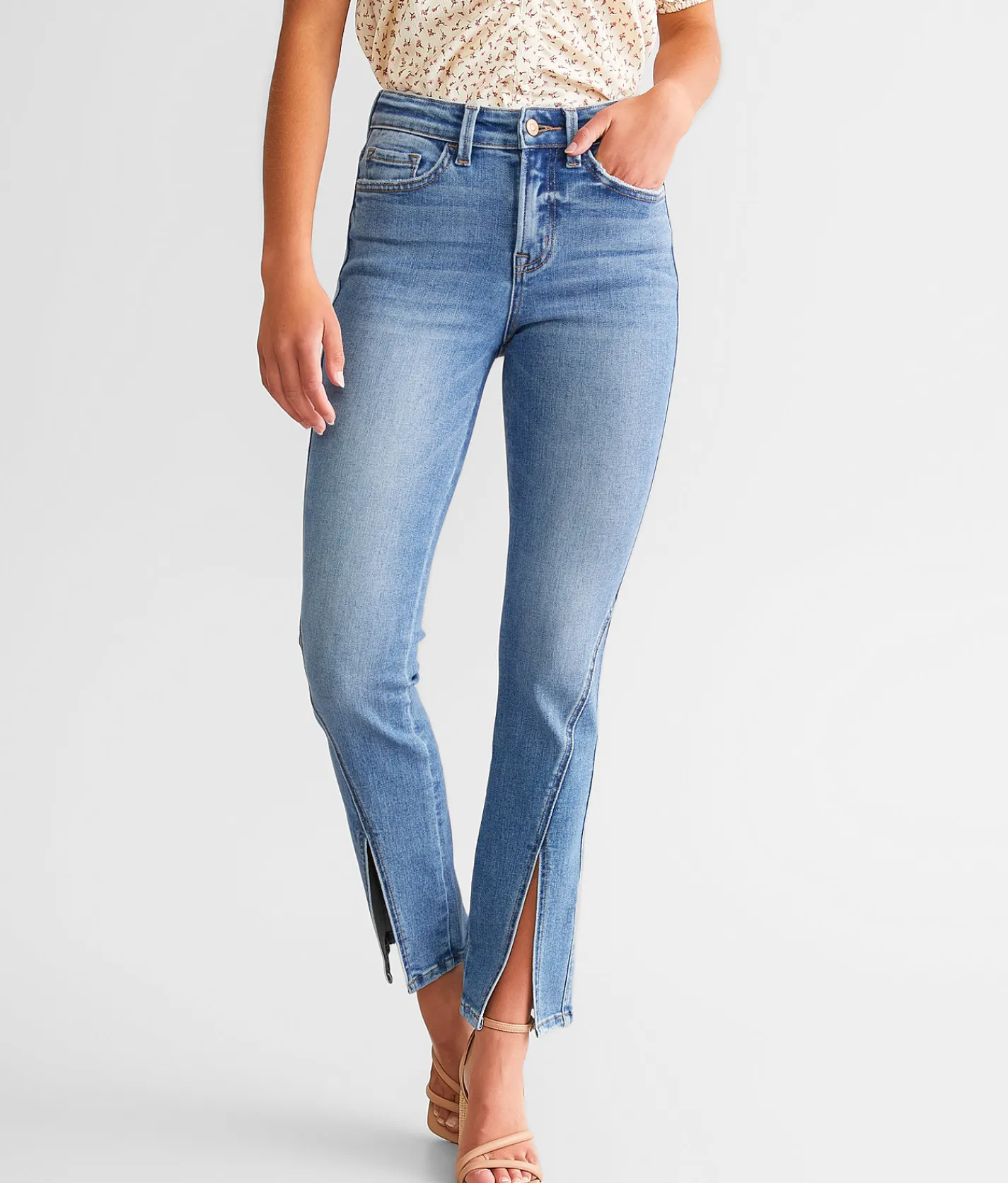 Jeans|Sale Jeans | Flying Monkey High Rise Split Straight Stretch Jean Pamperedness