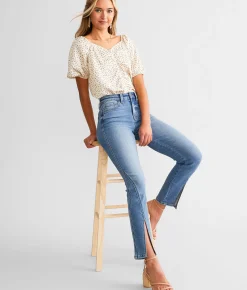 Jeans|Sale Jeans | Flying Monkey High Rise Split Straight Stretch Jean Pamperedness