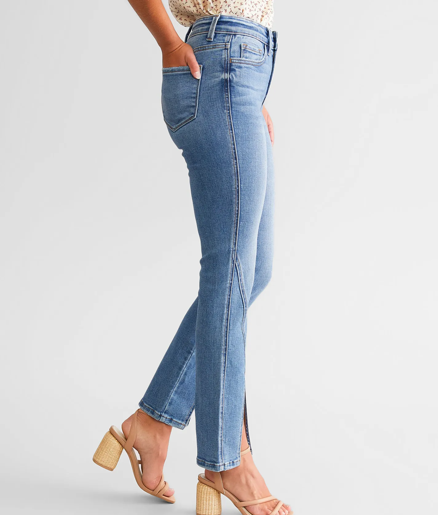 Jeans|Sale Jeans | Flying Monkey High Rise Split Straight Stretch Jean Pamperedness