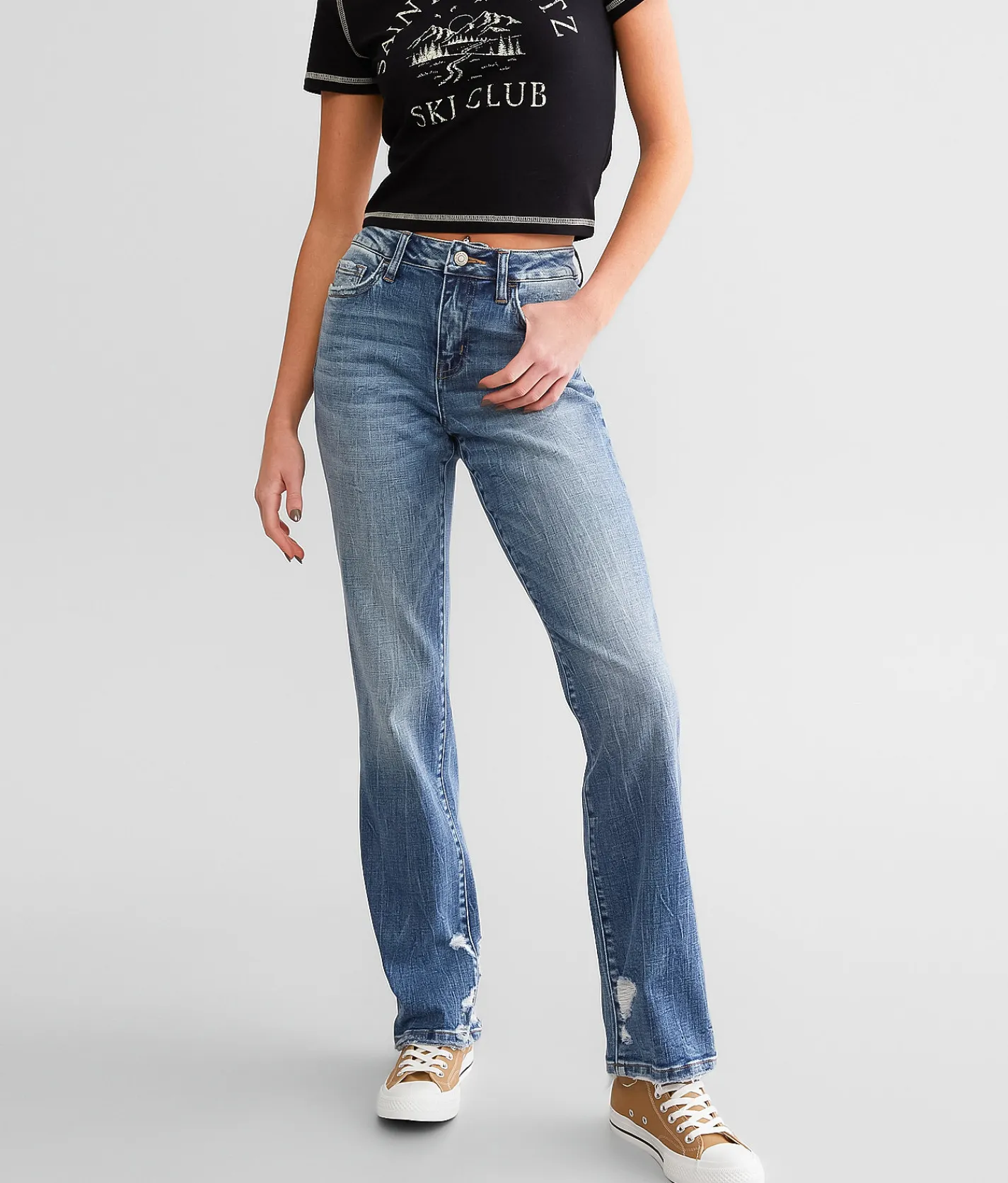 Flying Monkey High Rise Straight Stretch Jean Skill New
