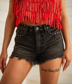 Bottoms|Shorts | Sterling & Stitch High Rise Studded Short Black