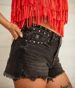 Bottoms|Shorts | Sterling & Stitch High Rise Studded Short Black