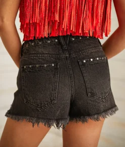 Bottoms|Shorts | Sterling & Stitch High Rise Studded Short Black