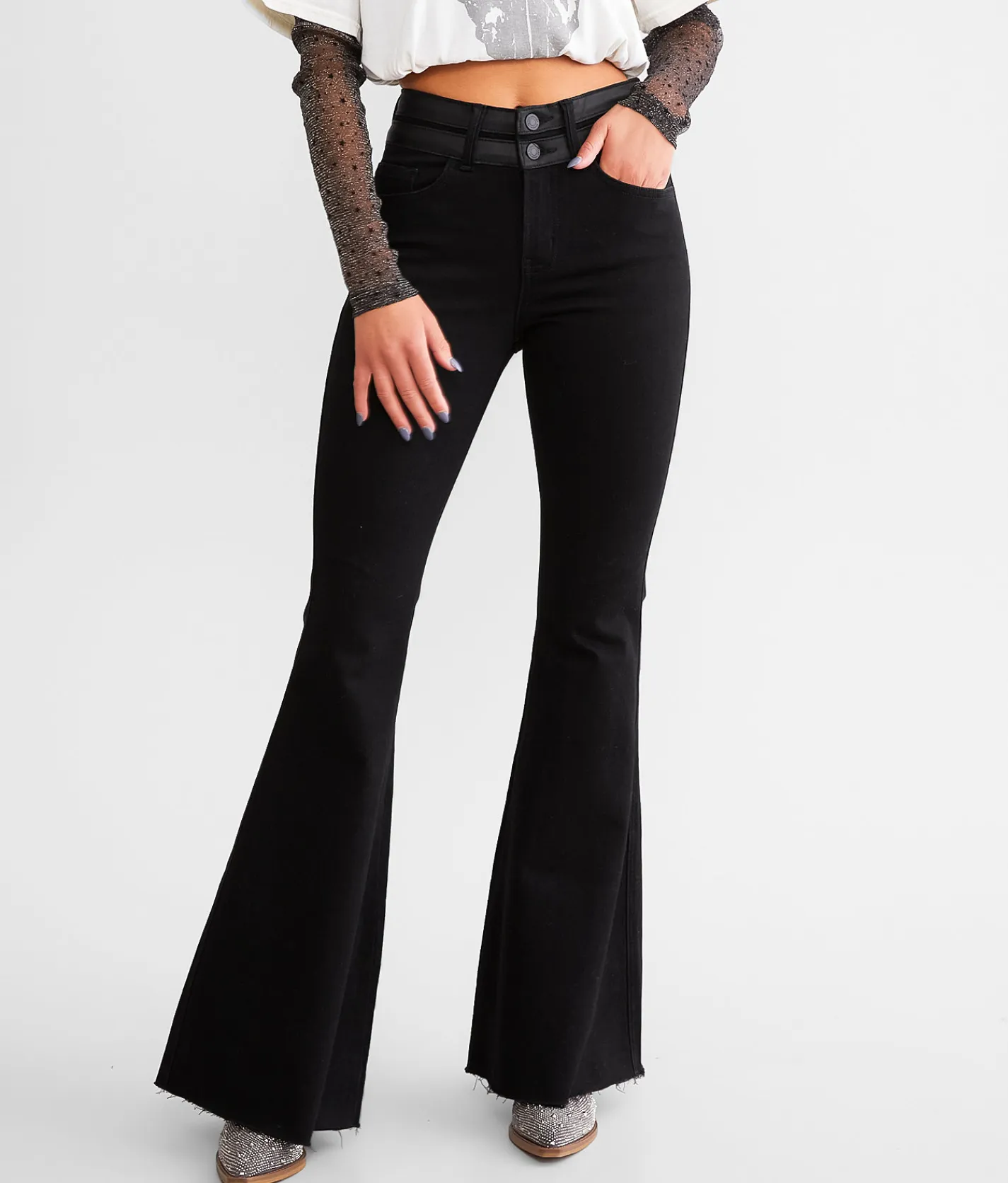 Jeans|Bottoms | Flying Monkey High Rise Super Flare Stretch Jean Affirm