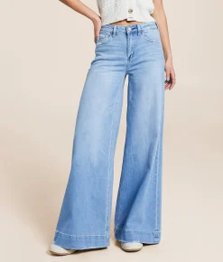 Flying Monkey High Rise Ultra Wide Leg Stretch Jean Battleground New