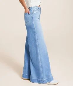 Flying Monkey High Rise Ultra Wide Leg Stretch Jean Battleground New