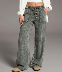 Bottoms | BKE High Rise Washed Pant Washed Olive
