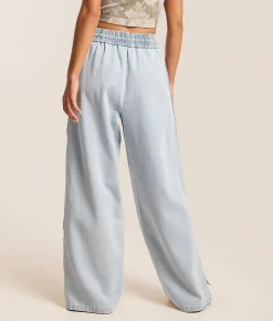 CAMELLIA High Rise Wide Leg Baggy Side Snap Jean Blue Sale
