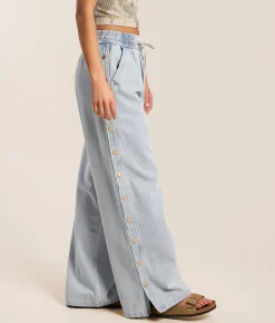CAMELLIA High Rise Wide Leg Baggy Side Snap Jean Blue Sale