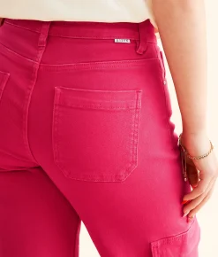 Risen High Rise Wide Leg Cargo Stretch Pant Fuchsia Clearance