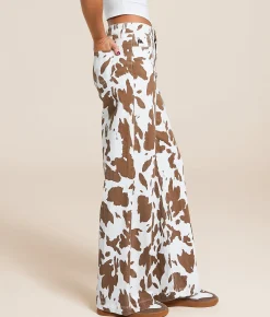 KanCan High Rise Wide Leg Cow Print Stretch Jean Katie Online