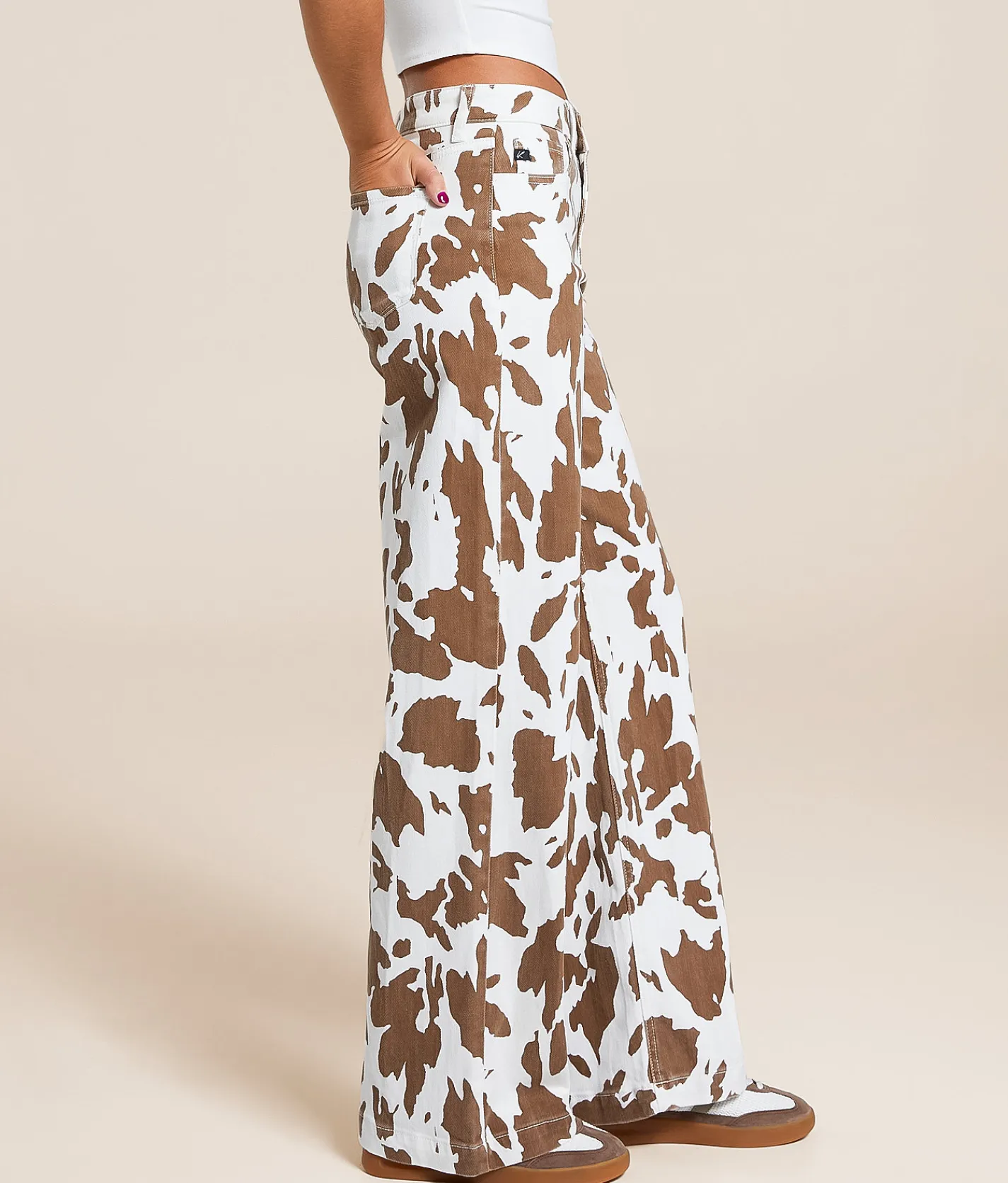 KanCan High Rise Wide Leg Cow Print Stretch Jean Katie Online