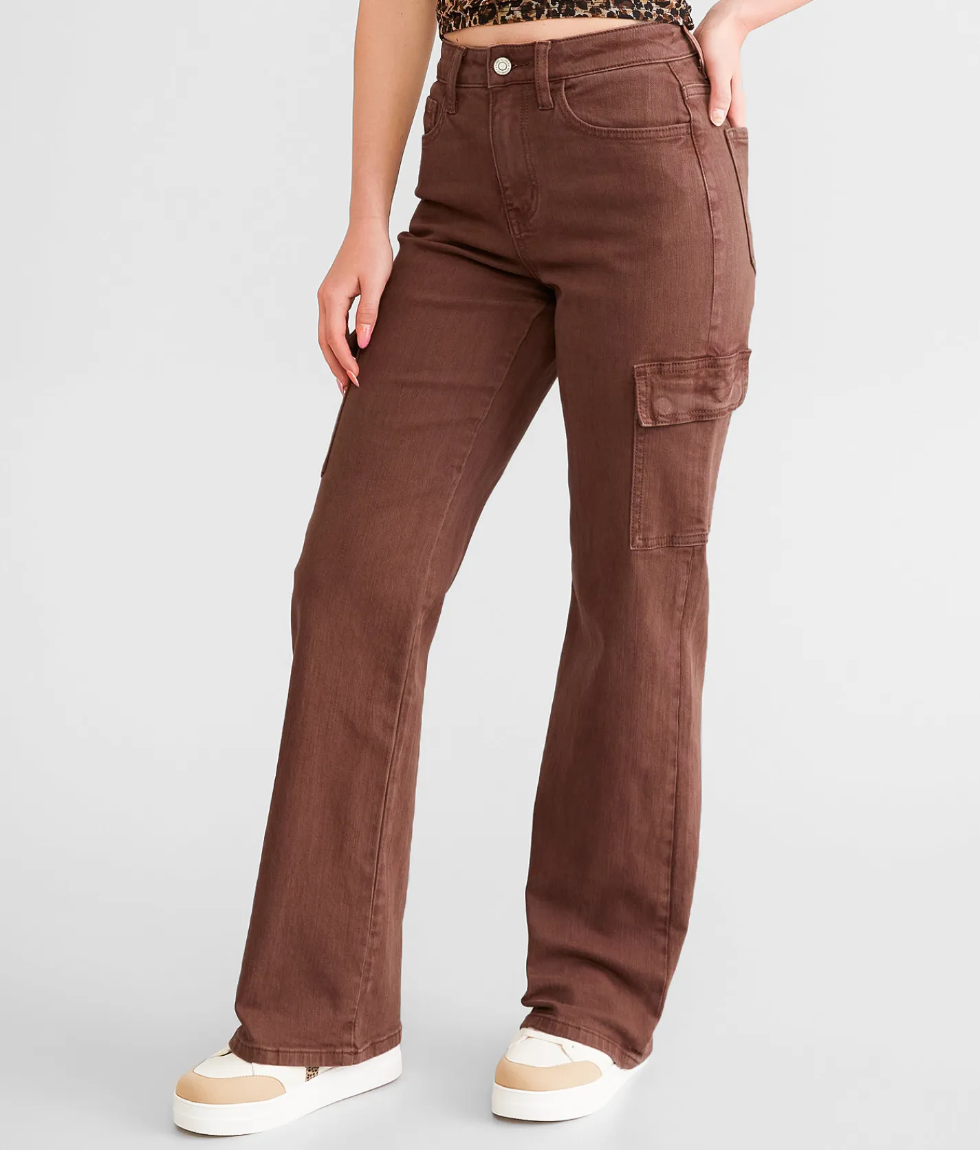 Flying Monkey High Rise Wide Leg Stretch Cargo Pant Potting Soil New