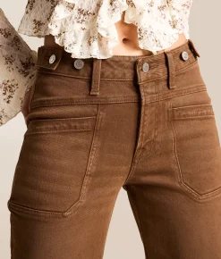 Jeans | Flying Monkey High Rise Wide Leg Stretch Cuffed Jean Coffee